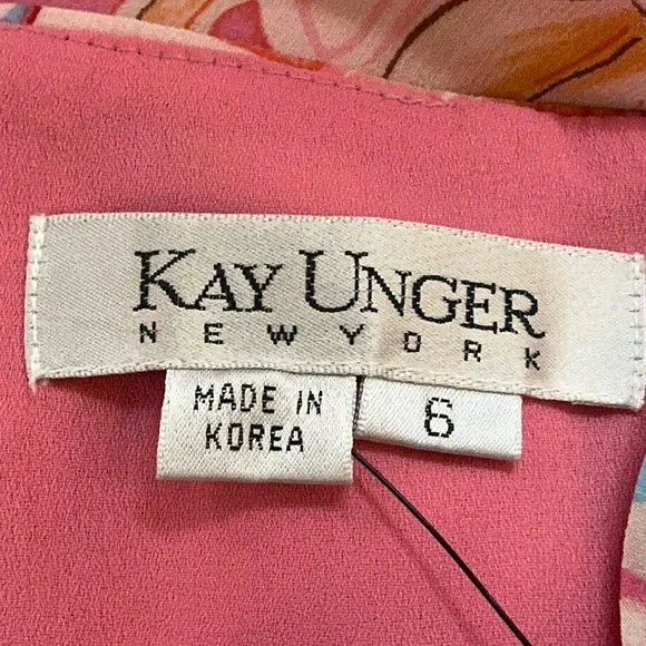 Kay Unger 100% Silk vintage midi maxi dress pink lined halter ruffles XS S - Picture 4 of 16